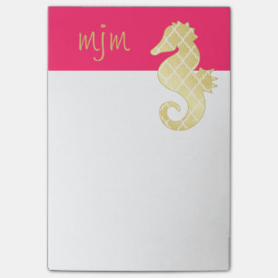 Preppy Strand-tropisches Seepferd-Rosa Post-it Klebezettel
