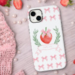 Preppy Strawberry Pink Gingham Bows Personalisiert Case-Mate iPhone 14 Plus Hülle<br><div class="desc">Personalisiertes iPhone Gehäuse mit prächtiger Coquette ästhetisch in Rosa und Weiß. Das Design umfasst eine Erdbeere mit rosa Gingham-Bogen, gerahmt mit einem Logo-Laurel-Kranz, Namensbanner und Musterrahmen von rosa Bögen, um das Erdbeerlogo zu passen. Für das iPhone 14 Plus konzipiert, wird aber auch für viele andere Modelle geeignet sein. Wenn Sie...</div>