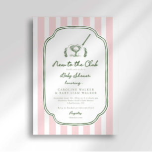 Preppy-Streifen Neu im Club Golf-Baby-Shower Einladung