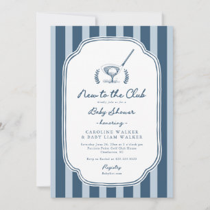 Preppy-Streifen Neu im Club Golf-Baby-Shower Einladung