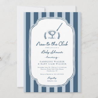 Preppy-Streifen Neu im Club Golf-Baby-Shower Einladung