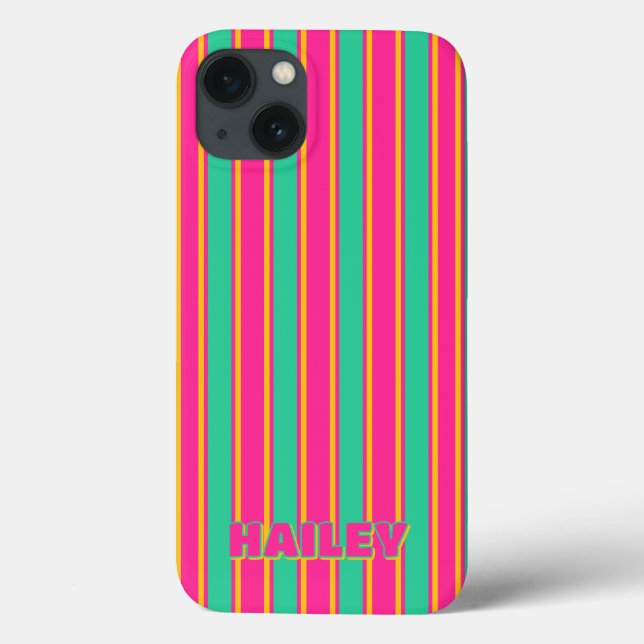 Preppy Strip Monogram Phone Case (Rückseite)