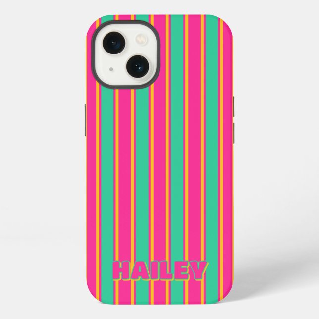 Preppy Strip Monogram Phone Case iPhone Hülle (Rückseite)