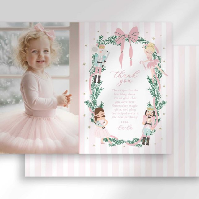 Preppy Stripe Bow Nutcracker Ballet Thank You Card Einladung (Von Creator hochgeladen)