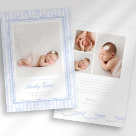 Preppy Stripe Bow Photo Birth Announcement Ankündigung