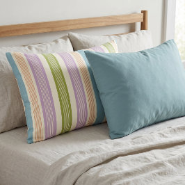 Preppy Stripe Lila Grün Terrakotta Creme Kissenbezug