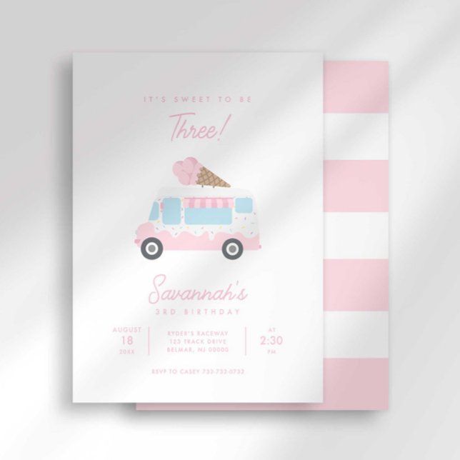 Preppy Stripe Sweet Ice Cream Birthday Invitation Einladung (Von Creator hochgeladen)