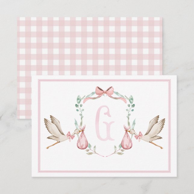 Preppy Sud rose fille Carte de remerciements (Devant / Derrière)