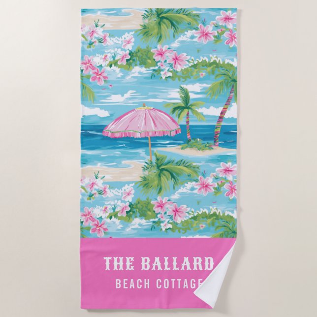 Preppy Summer Beach Umbrella | Beach House Strandtuch (Vorderseite)