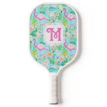 Preppy Summer Flamingo | Monogramm-Pickleball