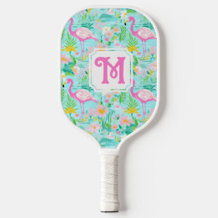 Preppy Summer Flamingo   Monogramm-Pickleball Pickleball Schläger