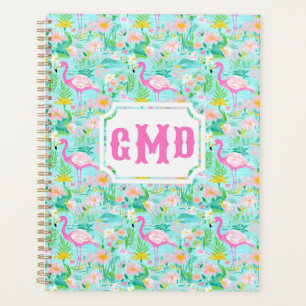 Preppy Summer Flamingo   Monogramm Planer