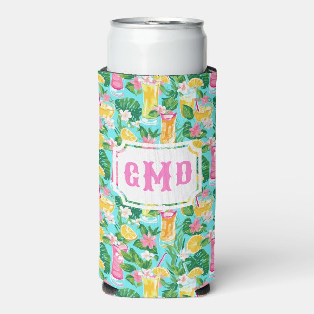 Preppy Summer Tropical Cocktails | Monogramm Selters Dosenkühler (Seltzer Vorderseite)