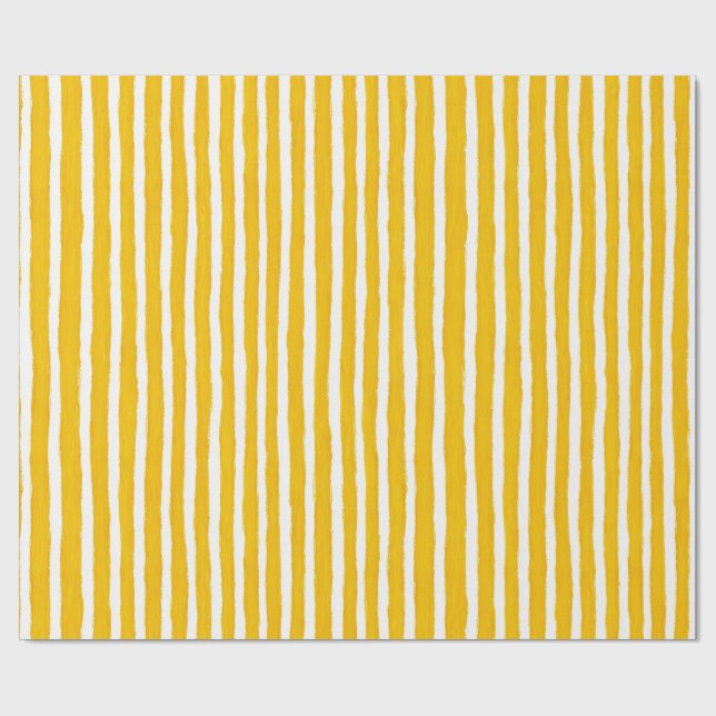 Preppy Summer Yellow and White Wrapping Paper Geschenkpapier (Flach)