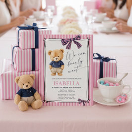 Preppy Teddy Bear Pink Baby Shower  Einladung