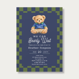 Preppy Teddy Bearly Wait Checkboard Baby Shower Einladung