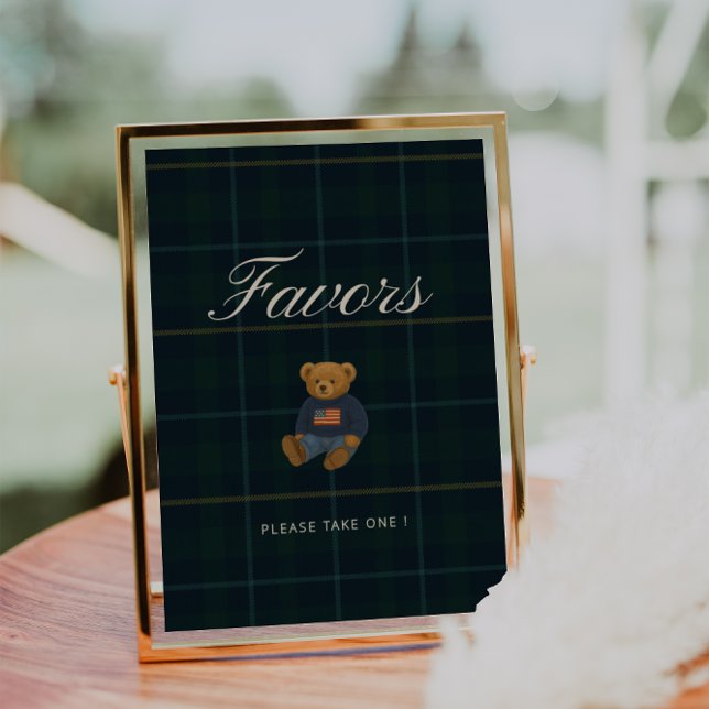 Preppy-Teddy-Polobär-Babyshower-Geschenk-Schild (Von Creator hochgeladen)