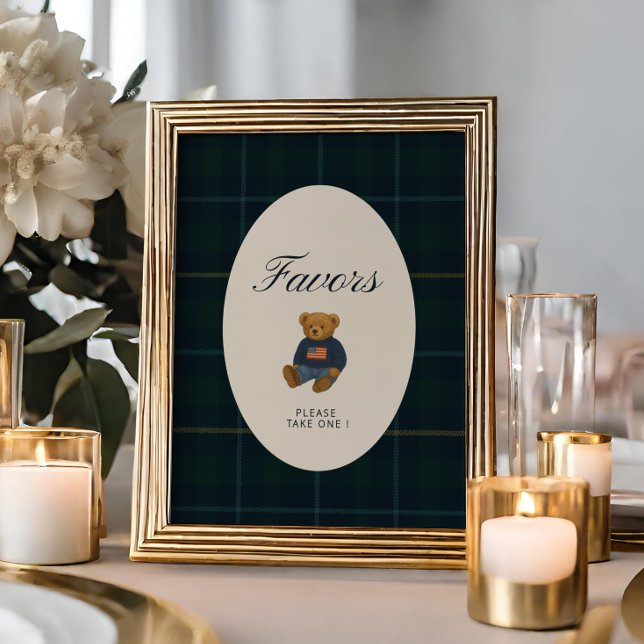 Preppy-Teddy-Polobär-Babyshower-Geschenk-Schild (Von Creator hochgeladen)