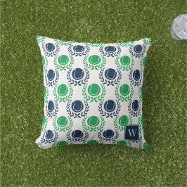Preppy Tennis Laurel Wreath - Navy & Green Kissen
