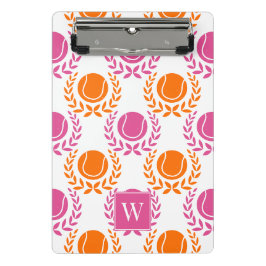 Preppy Tennis Laurel Wreath - Orange & Hot Pink Mini Klemmbrett