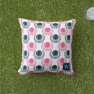 Preppy-Tennis-Lorbeerkranz - Marineblau & Hot Pink Kissen