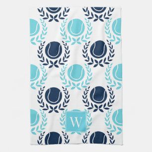 Preppy-Tennis-Lorbeerkranz - Marineblau & Türkis Geschirrtuch