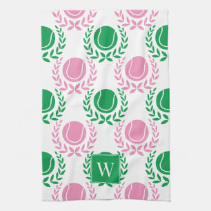 Preppy-Tennis-Lorbeerkranz - Rosa & Grün Geschirrtuch