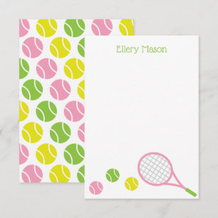 Preppy Tennis Personalisiert Flat Mitteilungskarte