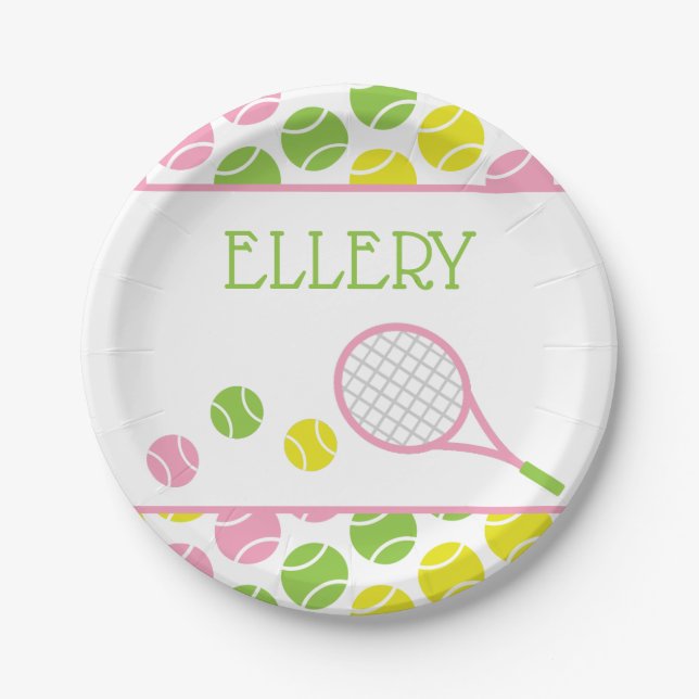 Preppy Tennis Personalisiert Party Teller (Vorderseite)