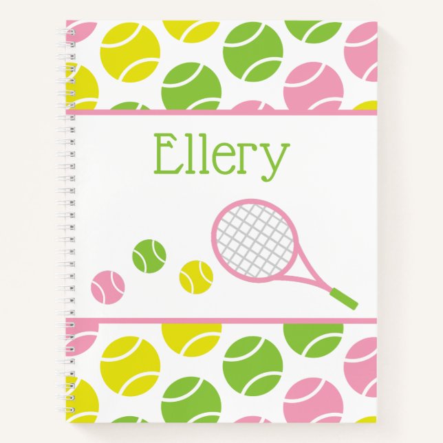 Preppy Tennis Personalisiert Spiral Notebook Notizbuch (Vorderseite)
