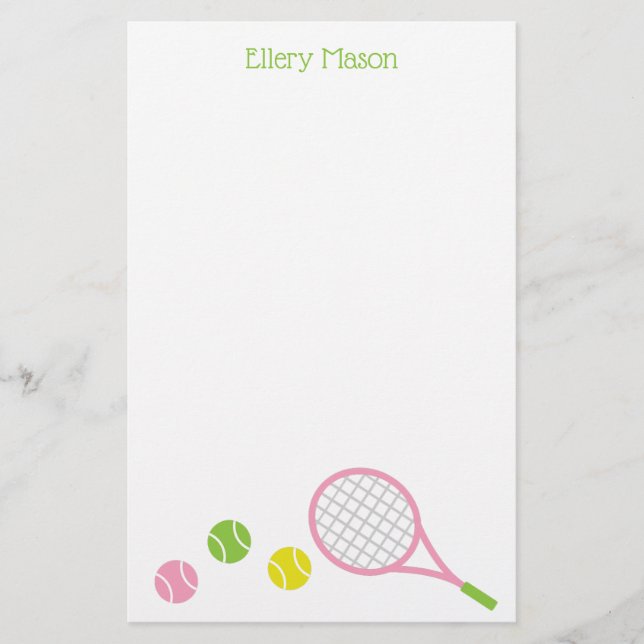 Preppy Tennis Personalisiert Stationery Briefpapier (Vorderseite)