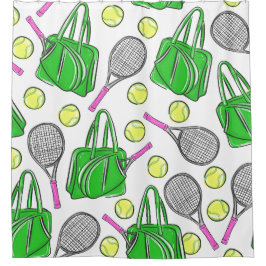 Preppy Tennis Pink Green Duschvorhang