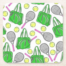 Preppy Tennis Racquet Bag Balls Rechteckiger Pappuntersetzer