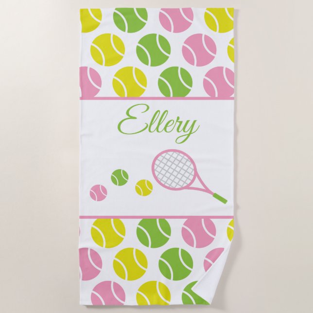 Preppy Tennis Serviette de plage personnalisée (Devant)