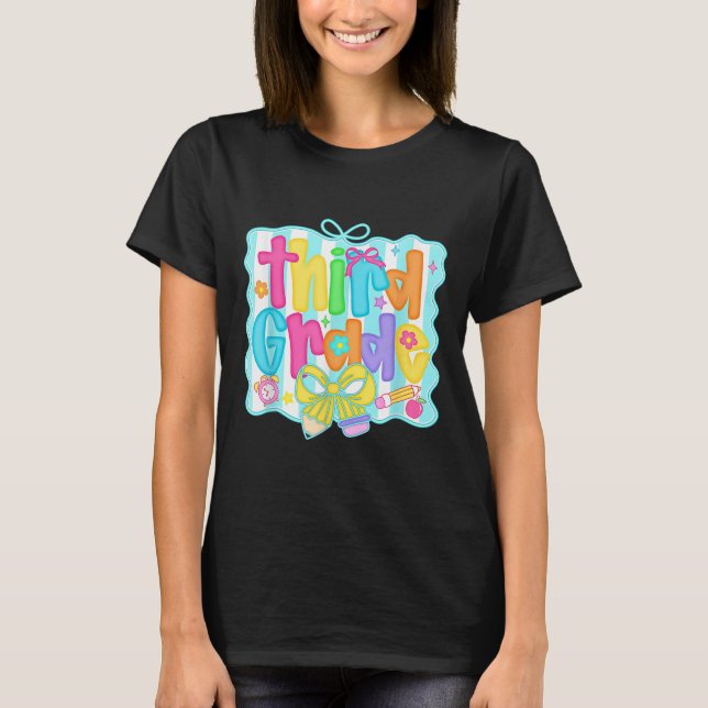 Preppy Third 3rd Grade Teacher Team Bow Back To Sc T-Shirt (Vorderseite)