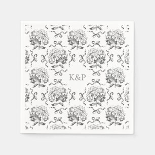Preppy Toile Hydrangea Bow mit Namen Serviette
