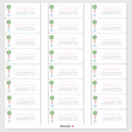 Preppy Topiary Girl Baptisgast Address Labels