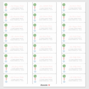 Preppy Topiary Girl Baptism Étiquettes de adresse