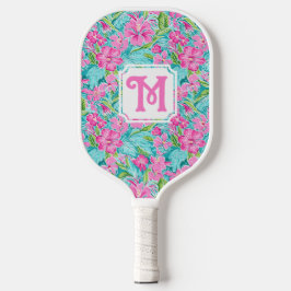 Preppy Tropical Hibiskus | Monogramm-Pickleball Pickleball Schläger