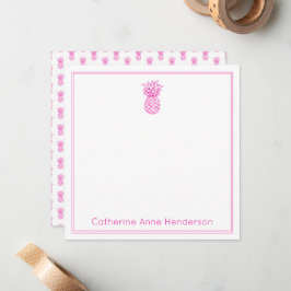 Preppy Tropical Pink Pineapa Personalisiert Mitteilungskarte