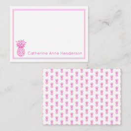 Preppy Tropical Pink Pineapa Personalisiert Mitteilungskarte