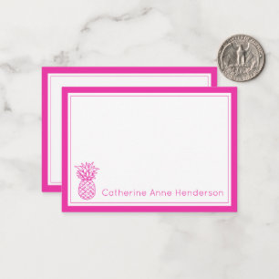 Preppy Tropical Pink Pineapa Personalisiert Mitteilungskarte