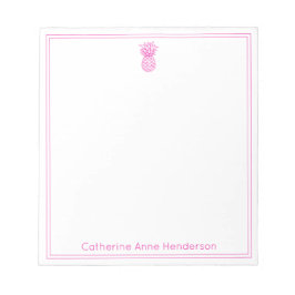 Preppy Tropical Pink Pineapa Personalisiert Notizblock
