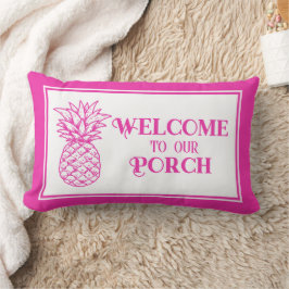 Preppy Tropical Pink Pineapa Porch Lendenkissen