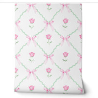 Preppy Tulip Pink Bows Scallop Grandmillennial