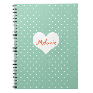 Preppy turquoise poka point coeur journal personna