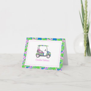 Preppy Turtles Palm Beach Golf Cart Personalisiert Dankeskarte