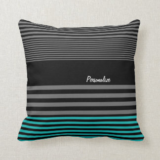 Preppy und frische aquamarine Streifen mit Namen Kissen