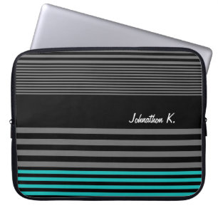 Preppy und frische aquamarine Streifen mit Namen Laptopschutzhülle