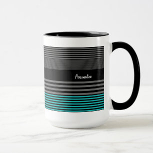 Preppy und frische aquamarine Streifen mit Namen Tasse